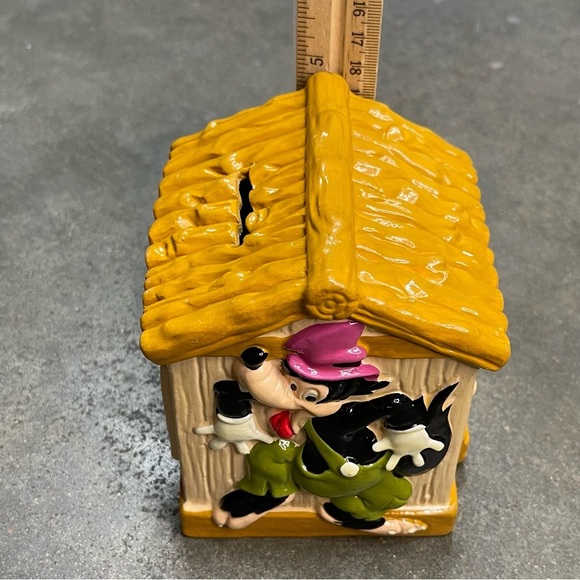 Vintage Disney Productions Three Little Pigs Savings Bank Big Bad Wolf - Picture 6 of 8